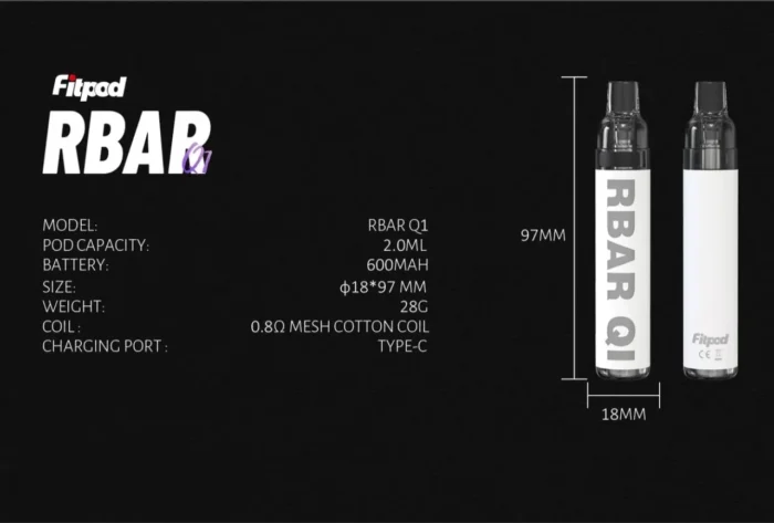 Fitpod RBAR Q1 一次性注油主機 拋棄式主機 可重複註油 台灣電子煙批發：圖片 3